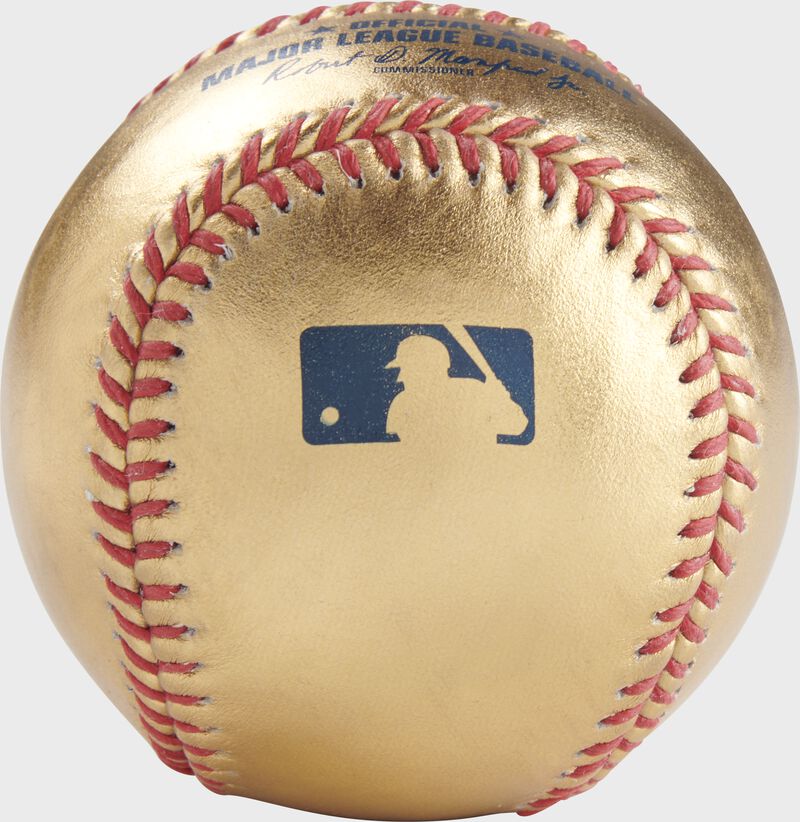 MLB logo stamped on a Gold MLB baseball - SKU: RSGEA-GOLD-R