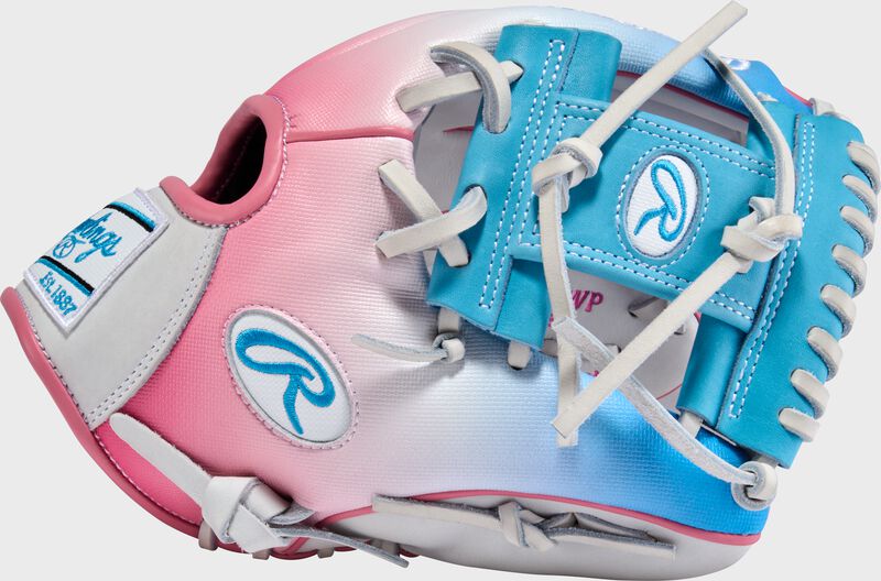 Exclusive Heart of the Hide 11.5-Inch Pink/Columbia Blue infield Glove, Right Hand Throw