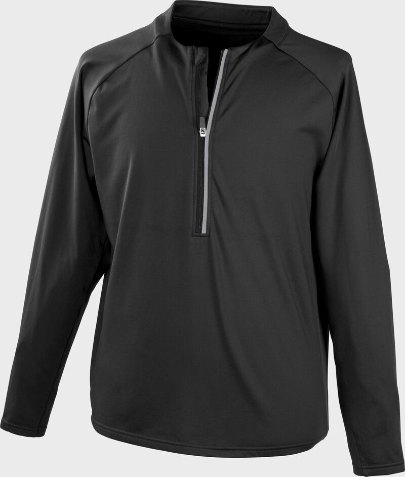 Front of a black Rawlings ColorSync half-zip fleece pullover - SKU: CSTECH-B