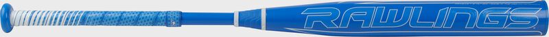 Rawlings logo on the barrel of a 2021 Rawlings Mantra Fastpitch bat - SKU: FP1M