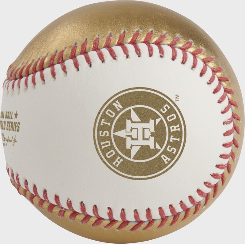 Astros logo on the white side of a 2021 dueling World Series baseball - SKU: RSGEA-WSBB21DL-R