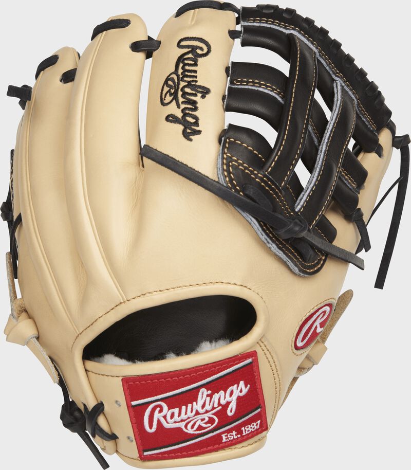 PROS204-6BC 11.5-inch Rawlings H web glove with a camel kip leather back
