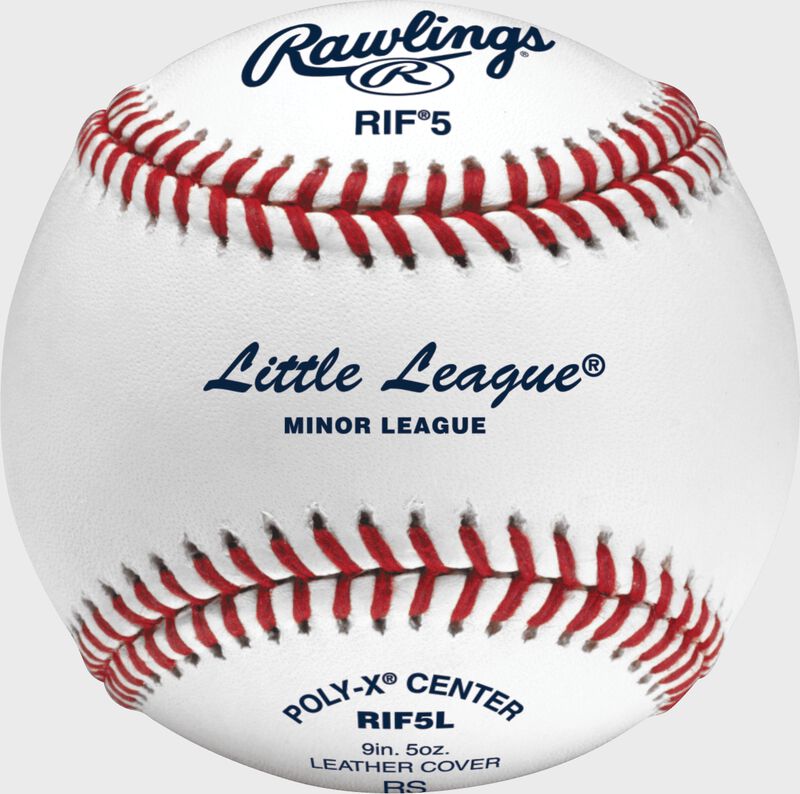 A RIF Little League training baseball with a Little League stamp - SKU: RIF5L