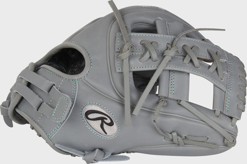 Thumb of a gray Liberty Advanced 11.75" fastpitch infield glove with a gray split single post web - SKU: RLA715-32G