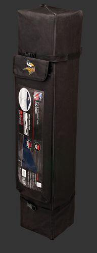 Black carry case of a 9x9 Minnesota Vikings canopy with a team logo on the side compartment - SKU: 03231075112