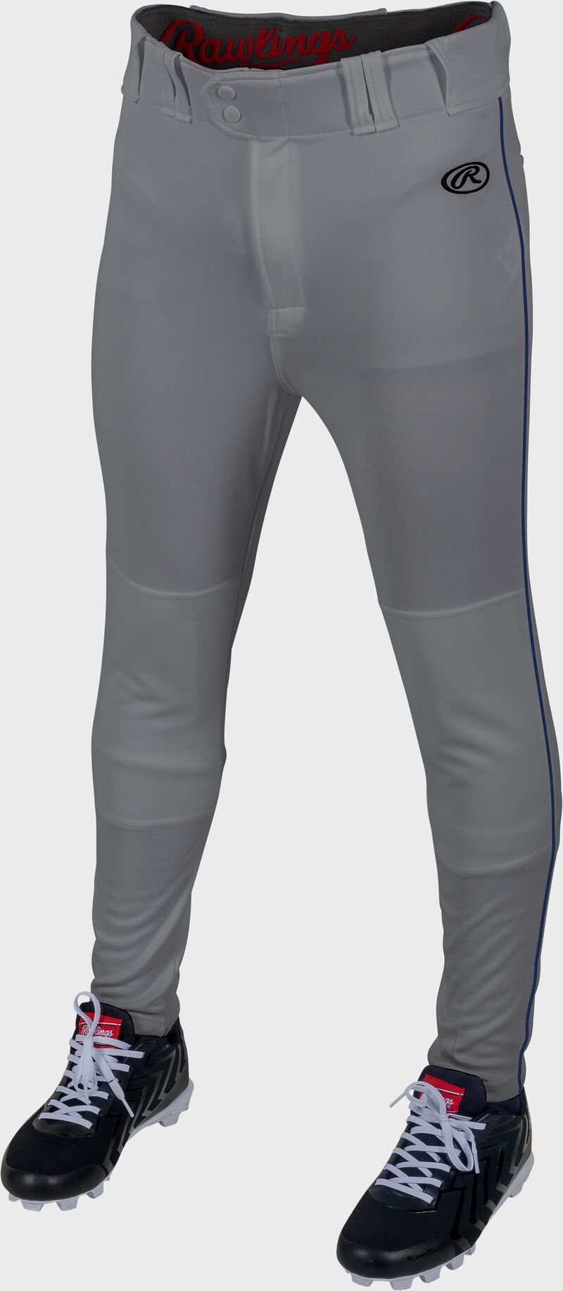 Rawlings Launch Jogger Fit Piped Baseball Pants, Adult M, Blue Gray/Navy