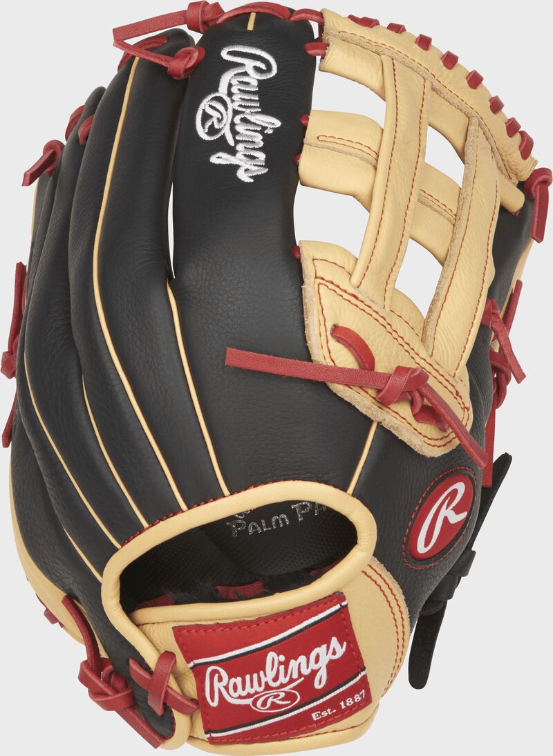 SPL120BH Select Pro Lite 12-inch Bryce Harper glove with a black back and camel trim