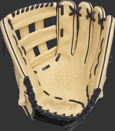 Palm of a camel Rawlings Gameday 57 Christian Yelich glove with navy laces - SKU: RSGPRO3039-CY22