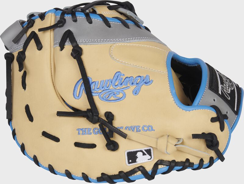 Camel back of a 13-Inch HOH ColorSync 6.0 1st base mitt with the MLB logo on the pinky - SKU: PRODCTCG