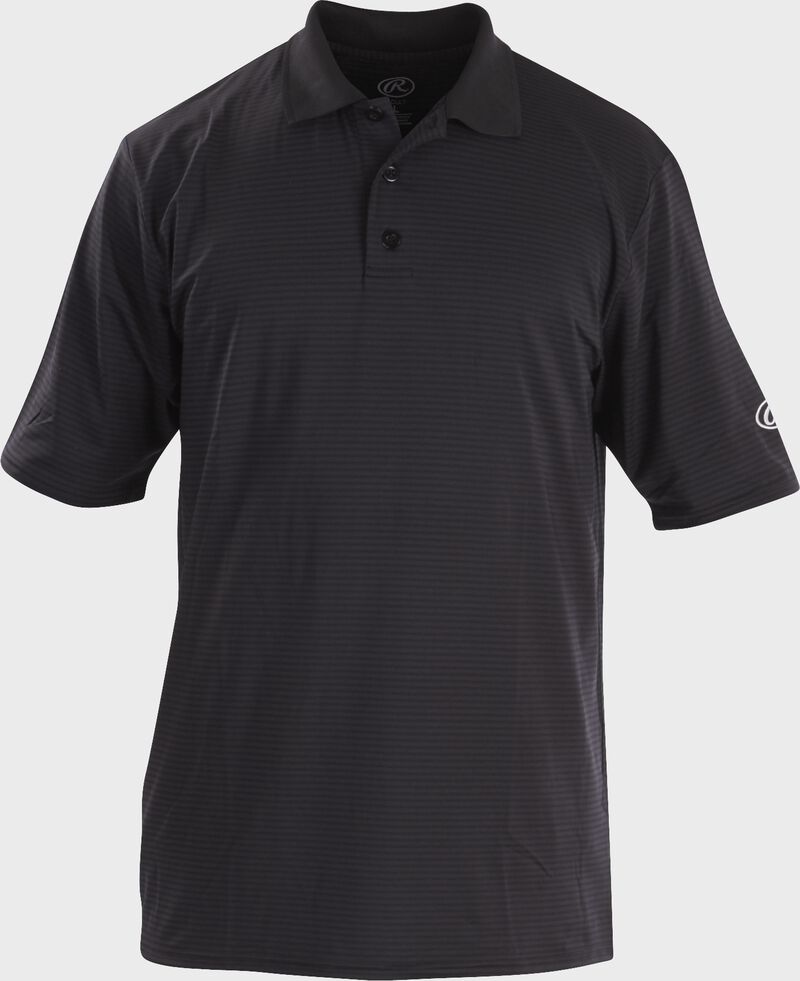 Front of Rawlings Adult Black Short Sleeve Polo Shirt - SKU #GGPOLO