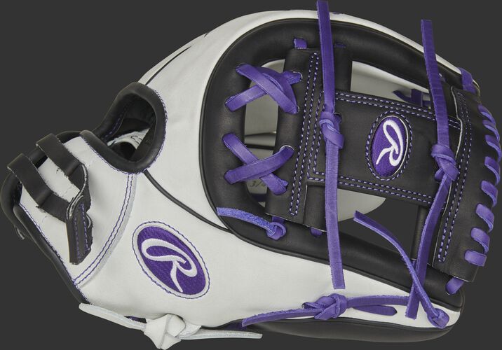 Thumb of a white RLA715SB-2PU Liberty Advanced Color Series 11.75-inch infield glove with a purple I-web