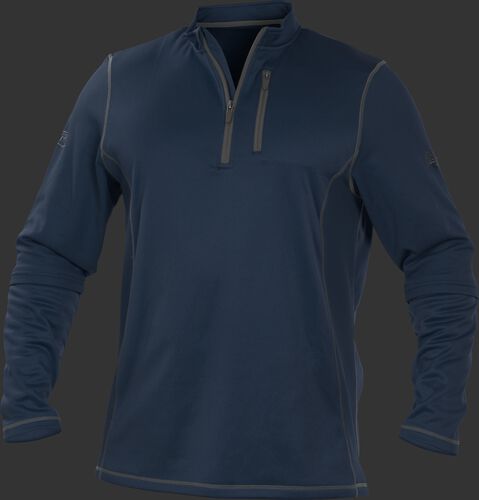 TECH2 Navy Rawlings quarter-zip fleece pullover with graphite chest pocket zipper