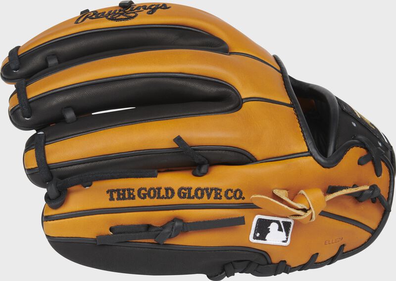 Pinky back view of Horween tan and black 2020 Heart of the Hide Horween 11.5-inch infield glove