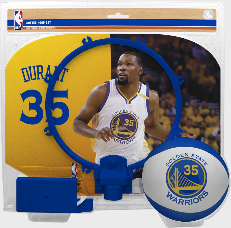 A NBA Golden State Warriors Kevin Durant softee hoop set with a picture of Duran on the backboard - SKU: 03544387512 loading=