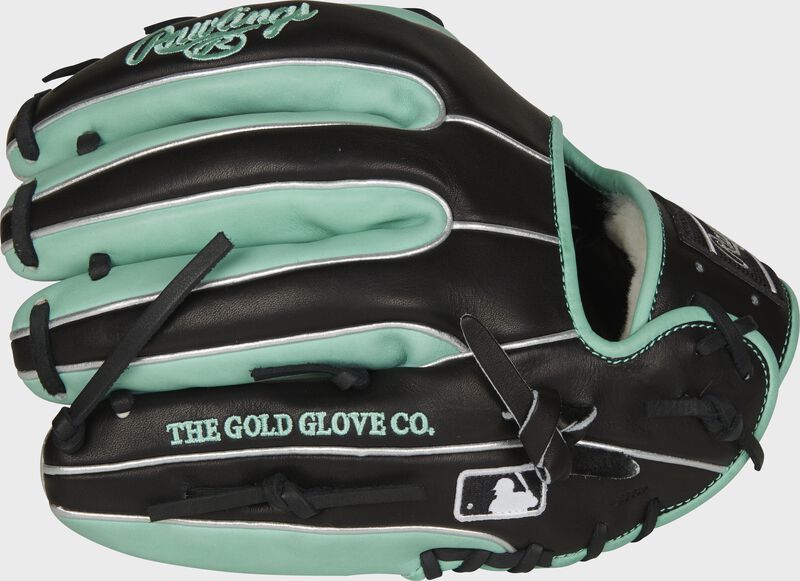 Pinky back view of ocean mint and black 2021 Pro Preferred 11.75-inch infield glove