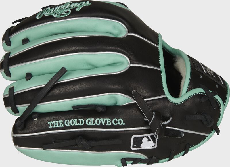 Pinky back view of ocean mint and black 2021 Pro Preferred 11.75-inch infield glove image number null
