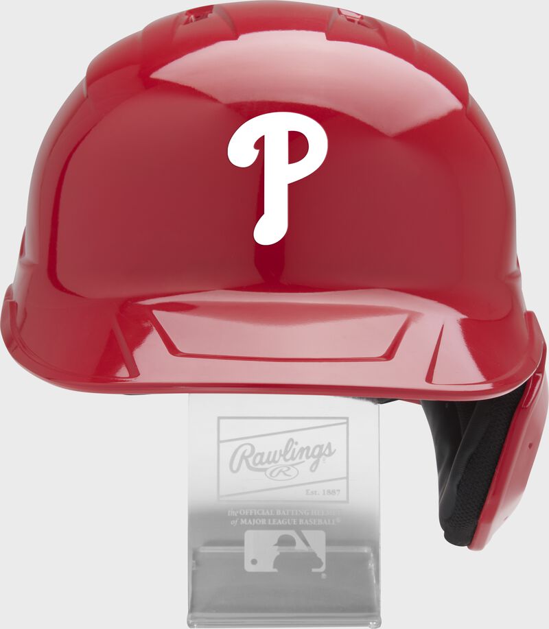 Front of a Philadelphia Phillies replica helmet - SKU: MLBMR-PHI