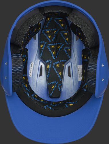 Inside of a MCH07A Rawlings Mach helmet with black foam padding