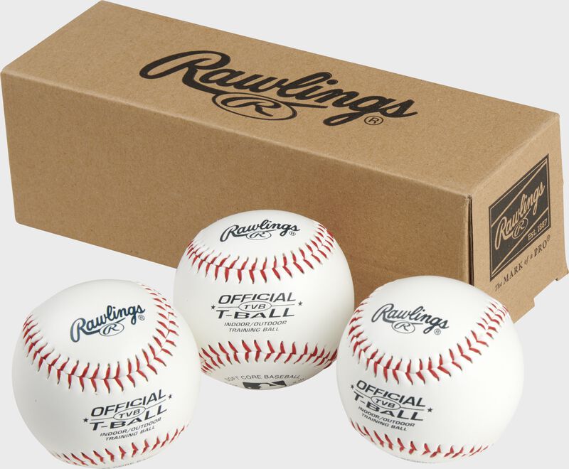 3 Rawlings t-balls in front of a box - SKU: RSGTVBPK3