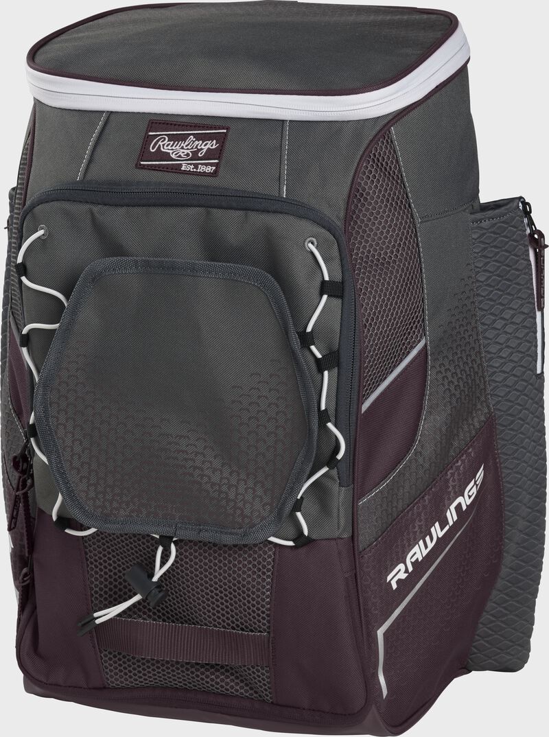 Front right angle of a maroon Impulse backpack - SKU: IMPLSE-MA
