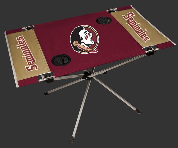 NCAA Florida State Seminoles tailgate table in team colors with a printed team logo in the middle and two cup holders SKU #04053020111