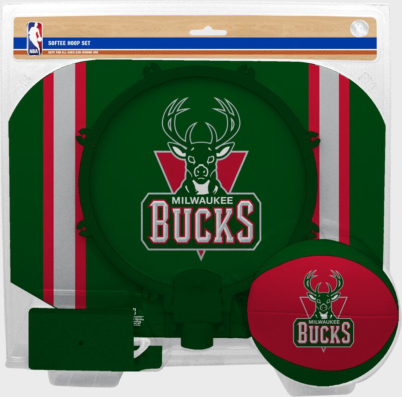 Rawlings Green and Red NBA Milwaukee Bucks Softee Hoop Set With Team Logo SKU #03544202114