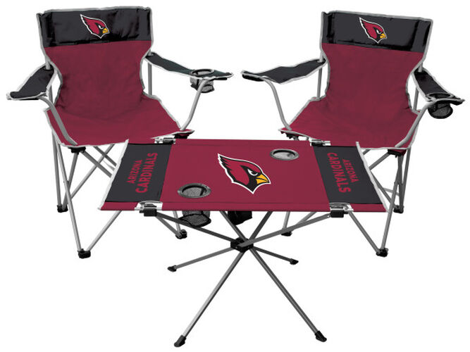Front of Rawlings Cardinal and Black NFL Arizona Cardinals 3-Piece Tailgate Kit With Two Kickoff Chairs, An Endzone Table, And A Transport Bag With Team Logo SKU #01041081511
