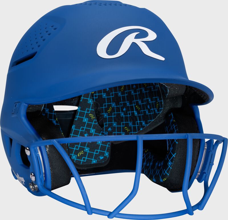 Front right of a royal Rawlings RX2 fastpitch batting helmet loading=