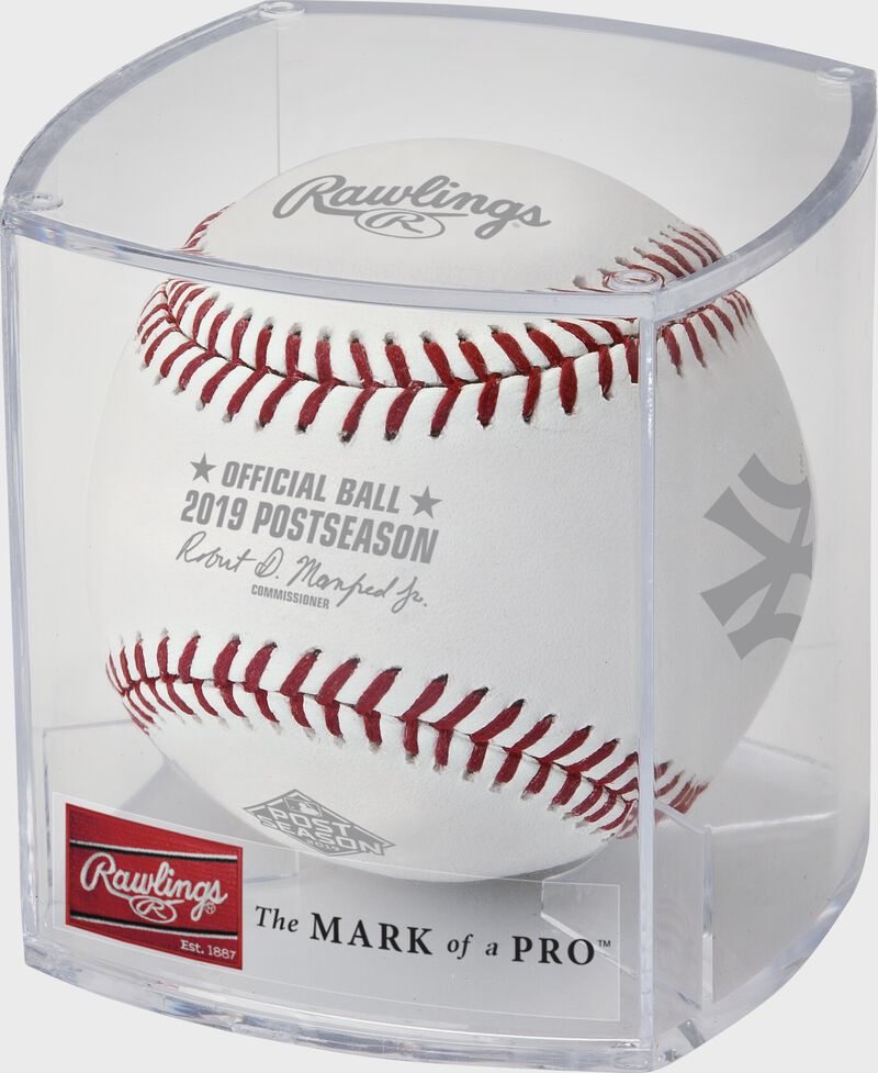 The ALCS19DL American League Championship Series dueling teams baseball in clear display cube