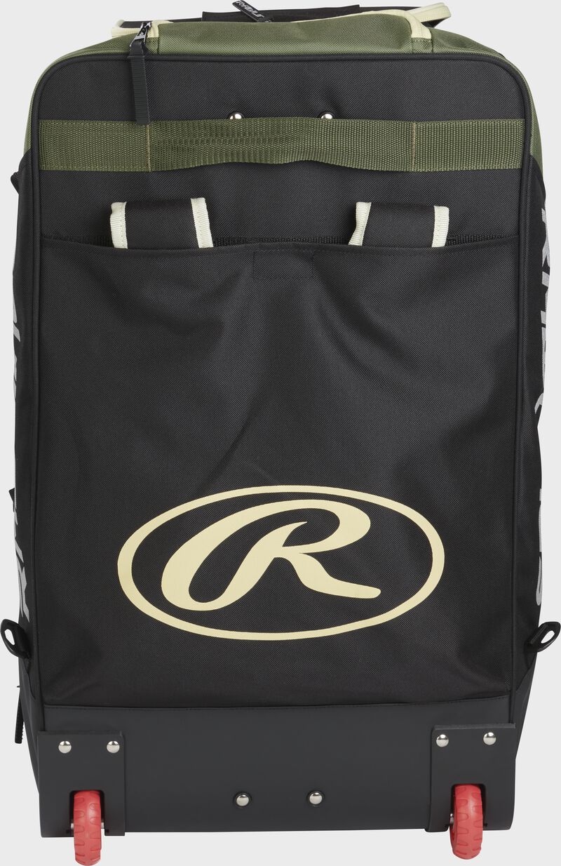 Back view of camo Rawlings Wheeled Catcher's Backpack - SKU: R1801 image number null