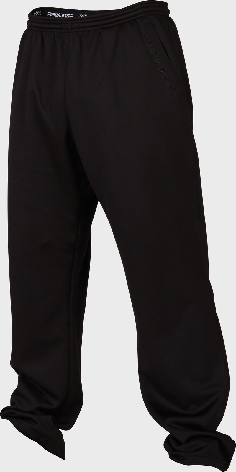 Front of Rawlings Black Adult Performance Fleece Pants - SKU #PFP