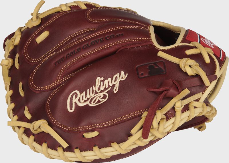 Sherry back of a Sandlot Series 33-Inch catcher's mitt with the MLB logo on the pinky - SKU: SCM33SS loading=