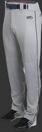 Front of Rawlings Blue Gray/Navy Youth Launch Semi-Relaxed Piped Baseball Pant - SKU #YLNCHSRP