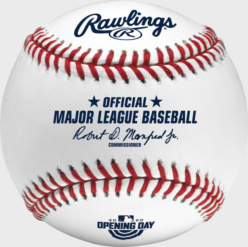 A MLB 2020 Opening Day baseball with the Official Ball of Major League Baseball stamp - SKU: ROMLBOD20 loading=