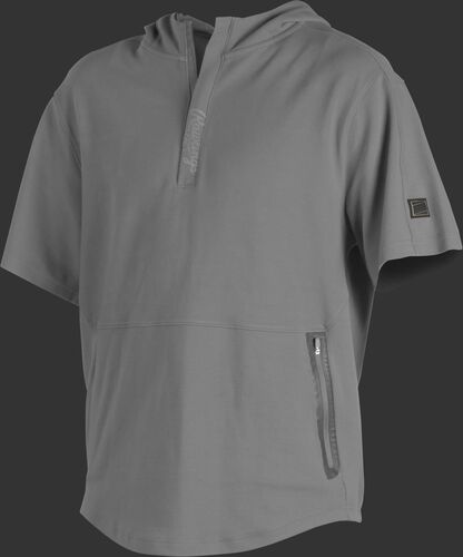 A light gray Gold Collection short sleeve hoodie with a 1/4 zip and gray welded zipper pockets - SKU: GCJJ-BG