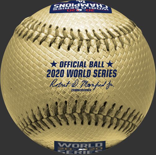 A 2020 Los Angles Dodgers Gold World Series champions replica baseball with the offical Baseball of MLB stamp - SKU: 35010032286