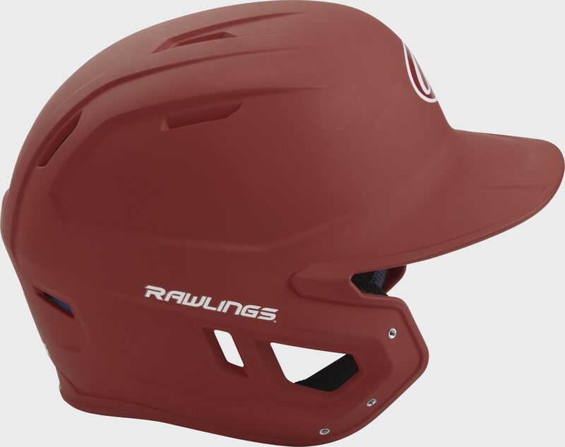 Right side of a matte cardinal MACH helmet