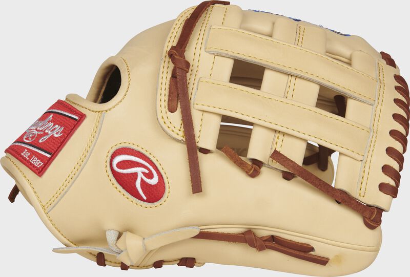Thumb view of a Pro Preferred PROSKB17 12.25-inch Kris Bryant Game Day infield glove with a camel H web