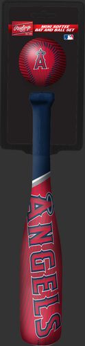 Rawlings Los Angeles Angels Softee Mini Bat and Ball Set in Team Colors With Team Name and Logo On Front SKU #01160001114
