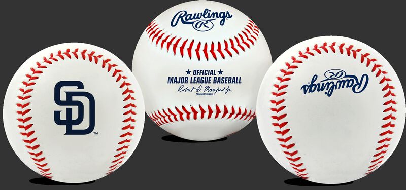 3 views of a MLB San Diego Padres baseball