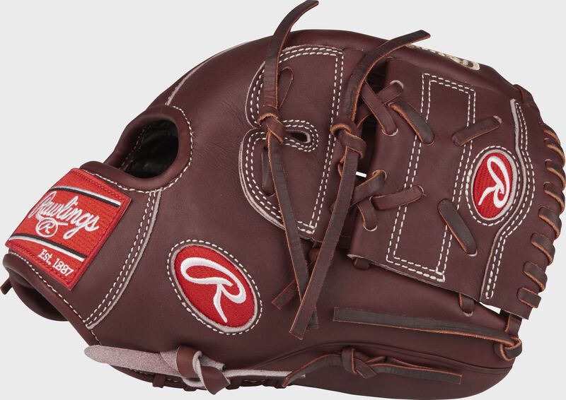Thumb view of a PRO205-9SHFS Heart of the Hide 11.75-inch glove with a dark sherry two-piece solid web and hand-sewn welting