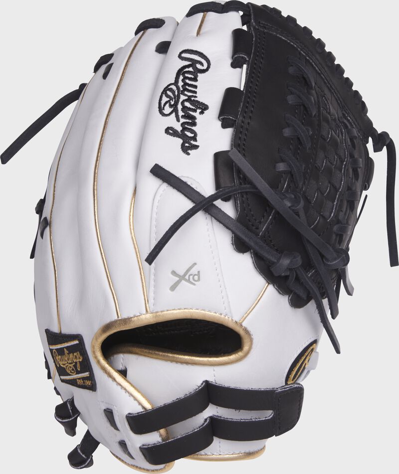 RLA125-18WBG 12.5-inch Liberty Advanced outfield/pitcher's softball glove with a white back and Pull-Strap back design