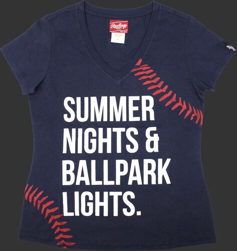 Front of Rawlings Women's Summer Nights & Ballpark Lights T-Shirt - SKU #RA30001-400