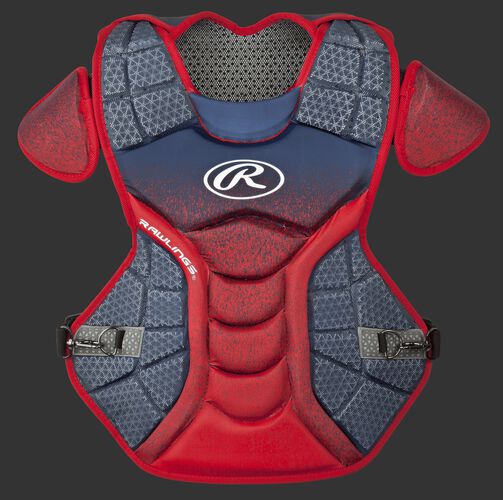 A navy/scarlet CPVEL Velo series adult chest protector