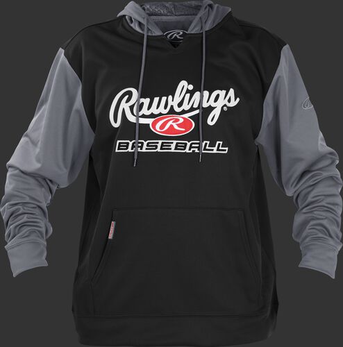 Front of Rawlings Black/Gray Youth long Sleeve Hoodie - SKU #YPFHPRBB-GR-88
