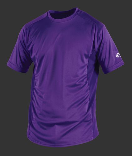 Front of Rawlings Adult Purple Short Sleeve Shirt - SKU #SSBASE