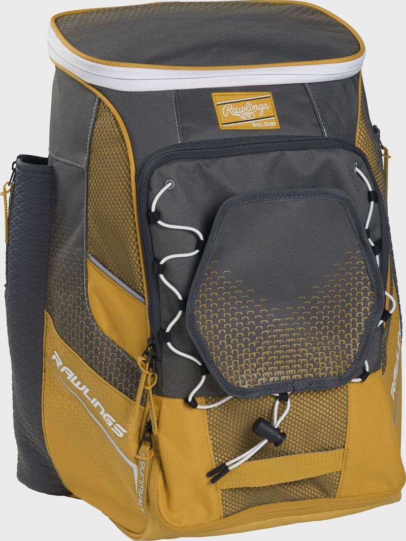 Front left angle of a royal Rawlings Impulse bag with gray accents - SKU: IMPLSE-LG