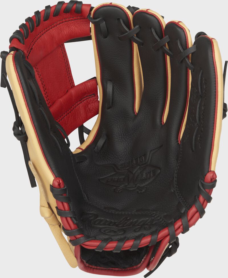 SPL112AR Rawlings Addison Russell youth baseball glove with a black palm and black laces