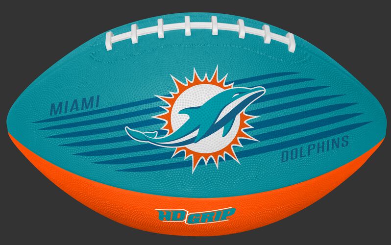 Aqua Green and Orange NFL Miami Dolphins Downfield Youth Football With Team Logo SKU #07731074121