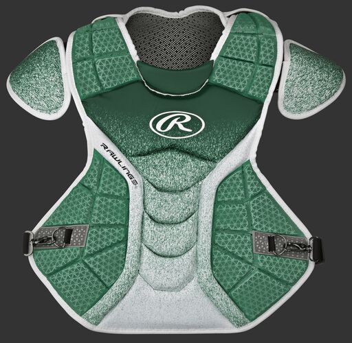A dark green/white CPVEL Velo series adult chest protector